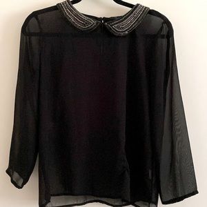 zara white collar top